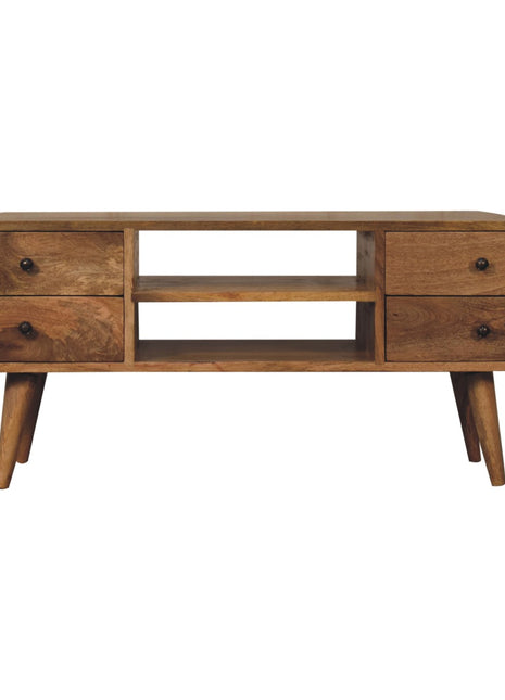 Oak-ish Circular Media Unit with 2 Open Slots