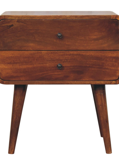 Large Curved Chestnut Bedside