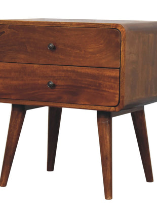 Large Curved Chestnut Bedside