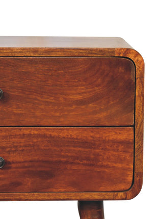 Large Curved Chestnut Bedside