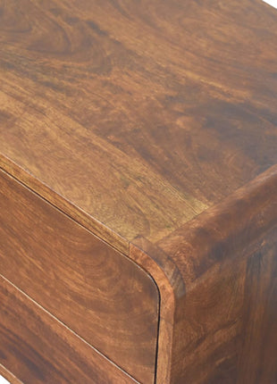 Large Curved Chestnut Bedside