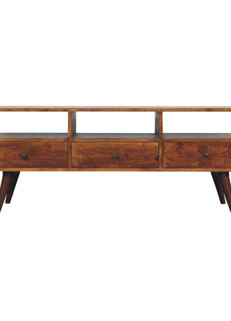 Trio Curved Chestnut Media Unit