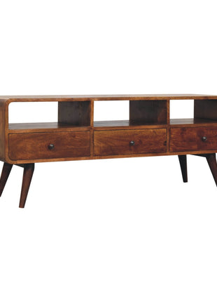Trio Curved Chestnut Media Unit