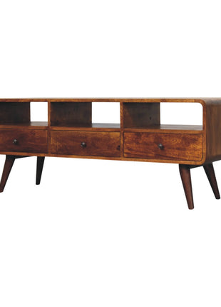 Trio Curved Chestnut Media Unit