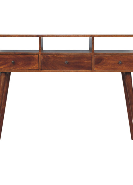 Triple Curved Chestnut Console Table