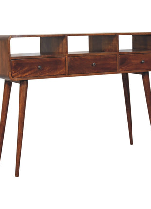 Triple Curved Chestnut Console Table