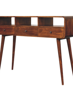 Triple Curved Chestnut Console Table