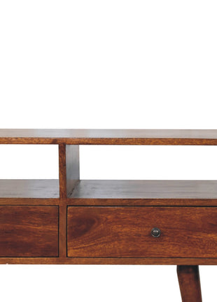 Triple Curved Chestnut Console Table