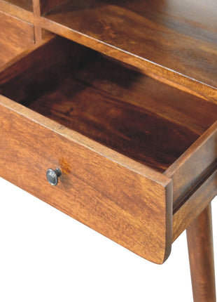 Triple Curved Chestnut Console Table