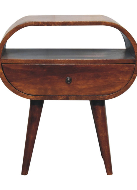 Large Chestnut Circular Open Bedside