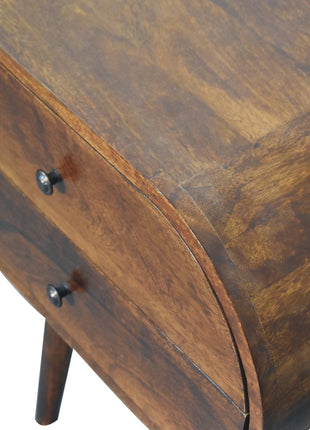 Large Chestnut Circular Bedside