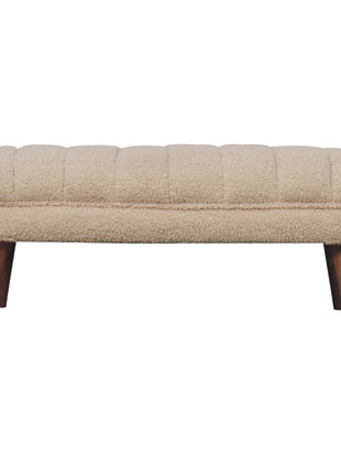 Cream Boucle Puffer Bench