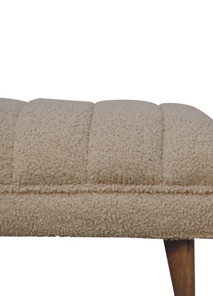 Cream Boucle Puffer Bench