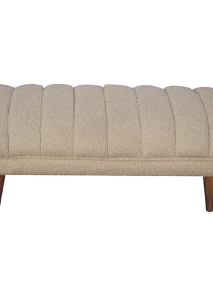 Cream Boucle Puffer Bench