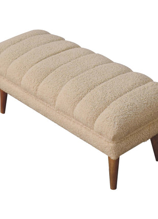 Cream Boucle Puffer Bench
