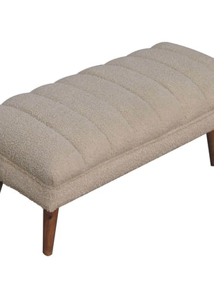 Cream Boucle Puffer Bench