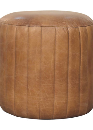 Bouclé-Fußhocker aus Büffelleder