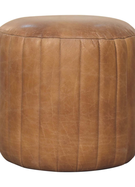 Buffalo Leather Boucle Footstool