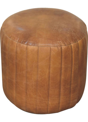 Bouclé-Fußhocker aus Büffelleder