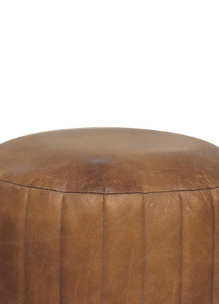 Bouclé-Fußhocker aus Büffelleder