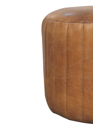 Bouclé-Fußhocker aus Büffelleder