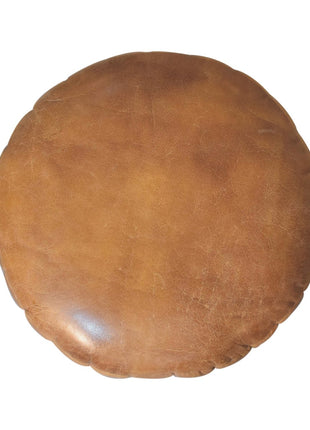 Bouclé-Fußhocker aus Büffelleder