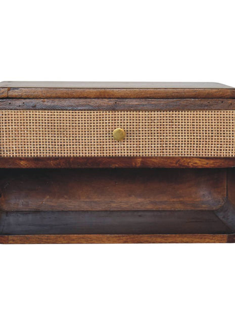 Chestnut Wall Mounted Open Woven Bedside