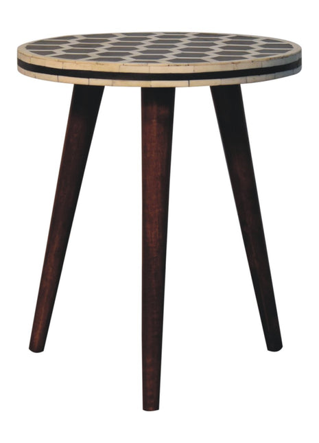 Bone Inlay Tripod Stool With Honey Caramel Finish