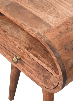 Honey Caramel Circular Bedside with Open Slot