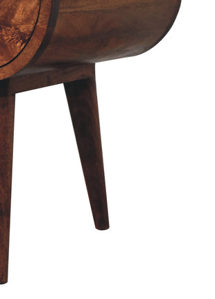 Honey Caramel Circular Bedside with Open Slot