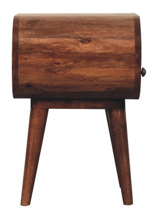 Honey Caramel Circular Bedside with Open Slot
