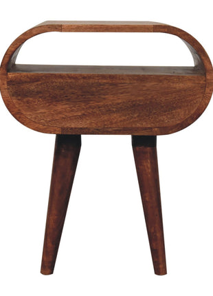 Honey Caramel Circular Bedside with Open Slot