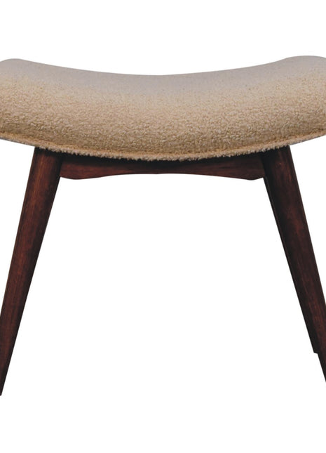 Honey Caramel Boucle Cream Curved Bench