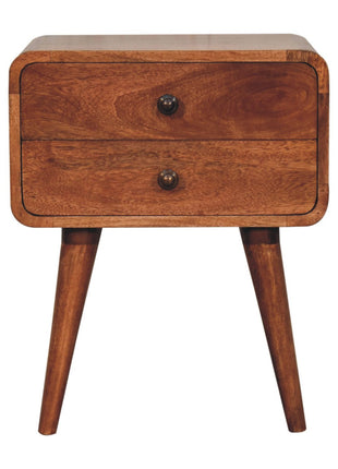 Curved Honey Caramel Bedside