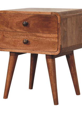 Curved Honey Caramel Bedside