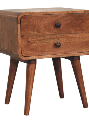 Curved Honey Caramel Bedside