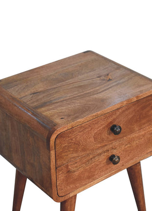 Curved Honey Caramel Bedside