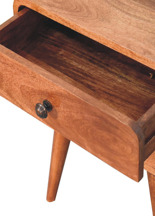 Curved Honey Caramel Bedside