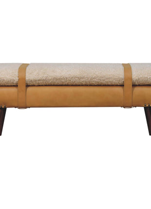 Boucle x Tan Leather Bench