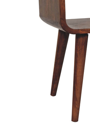 Mini Honey Caramel Curved Bedside with Lower Slot