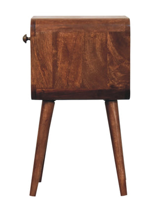 Mini Honey Caramel Curved Bedside with Lower Slot