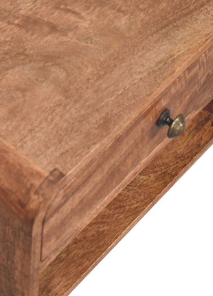 Curved Honey Caramel Wall Mounted Bedside with Open Slot