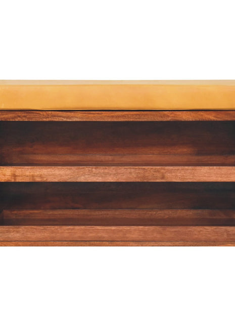 Buffalo Hide Pull out Honey Caramel Shoe Storage Bench