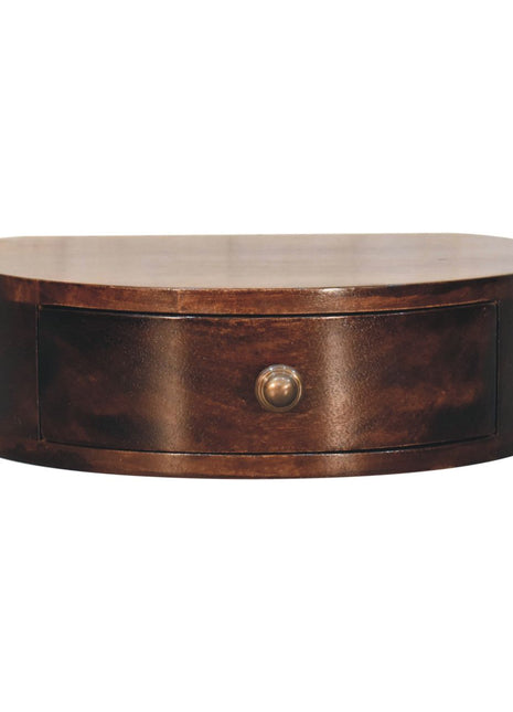 California Walnut Wall Mounted Rounded Bedside
