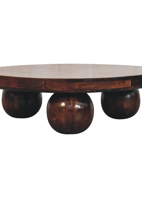 California Walnut Central Table with Ball Feet
