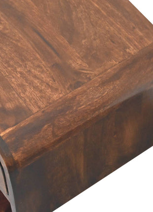 Curved California Walnut Wall Mounted Bedside with Open Slot