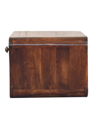 Curved California Walnut Wall Mounted Bedside with Open Slot