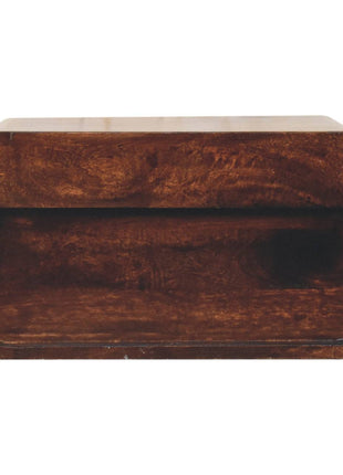 Curved California Walnut Wall Mounted Bedside with Open Slot