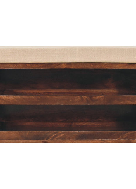 California Walnut & Mud Linen Pull out Shoe Bench
