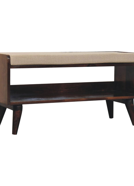 California Walnut bench with mud linen seat pad